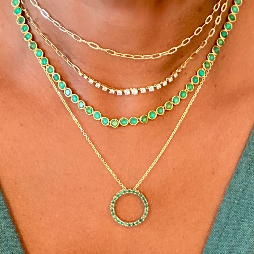 ‼️SOLD!!‼️Monica Vinader x Kate Young Green Onyx Tennis Necklace 18K Vermeil - Picture 11 of 13